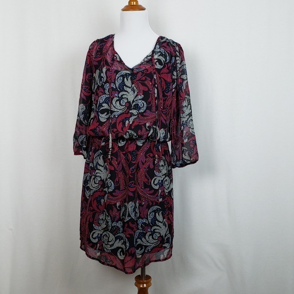 BeBop BoHo Chic Red Black Dress Sz L